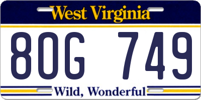 WV license plate 8OG749