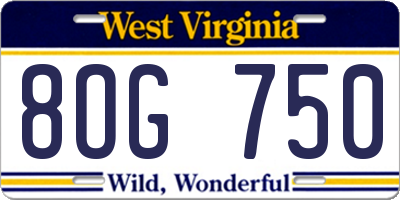 WV license plate 8OG750
