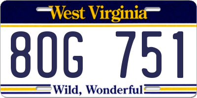 WV license plate 8OG751