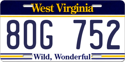 WV license plate 8OG752