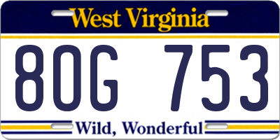 WV license plate 8OG753