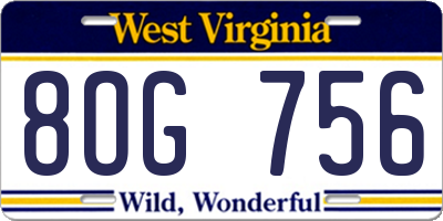 WV license plate 8OG756