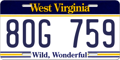 WV license plate 8OG759
