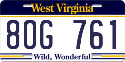 WV license plate 8OG761
