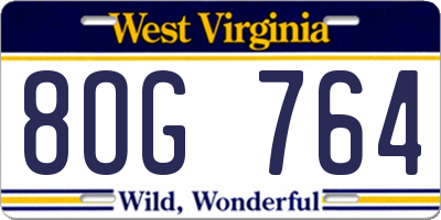WV license plate 8OG764