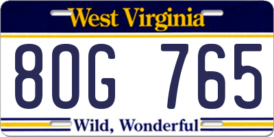 WV license plate 8OG765