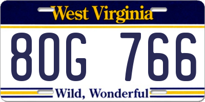 WV license plate 8OG766