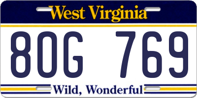 WV license plate 8OG769