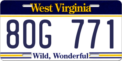 WV license plate 8OG771
