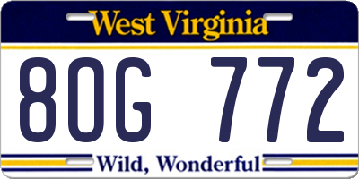 WV license plate 8OG772