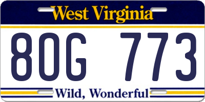 WV license plate 8OG773