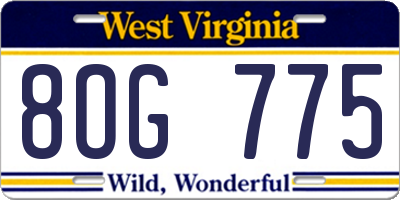 WV license plate 8OG775