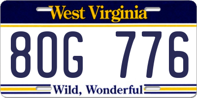 WV license plate 8OG776