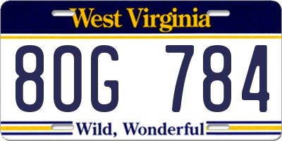 WV license plate 8OG784