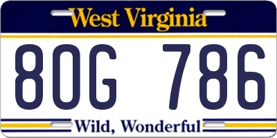 WV license plate 8OG786