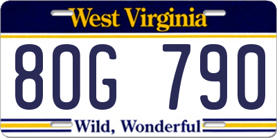 WV license plate 8OG790