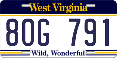 WV license plate 8OG791