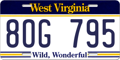 WV license plate 8OG795