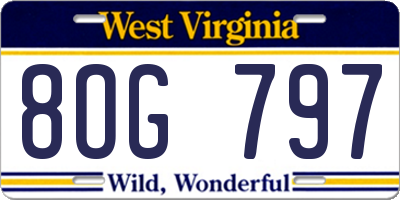 WV license plate 8OG797