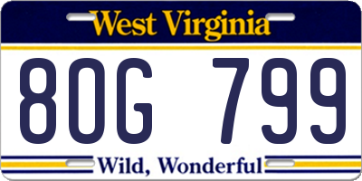 WV license plate 8OG799