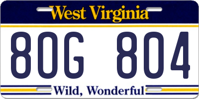 WV license plate 8OG804