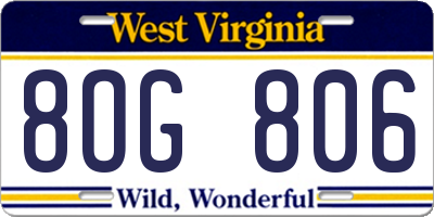 WV license plate 8OG806