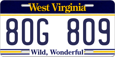 WV license plate 8OG809