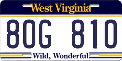 WV license plate 8OG810