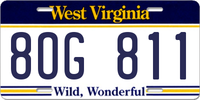 WV license plate 8OG811