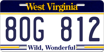 WV license plate 8OG812