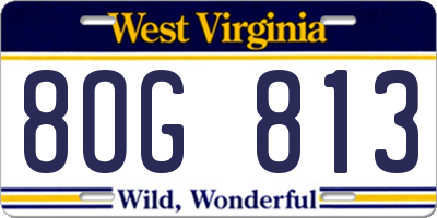 WV license plate 8OG813