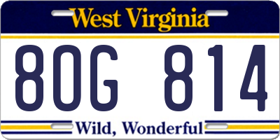 WV license plate 8OG814
