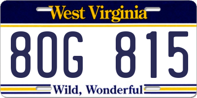 WV license plate 8OG815