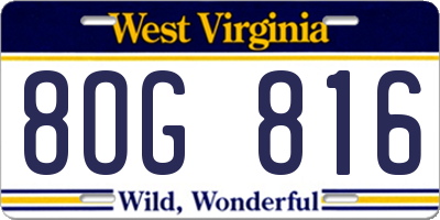 WV license plate 8OG816