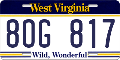 WV license plate 8OG817