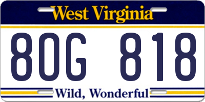 WV license plate 8OG818