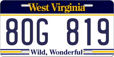 WV license plate 8OG819