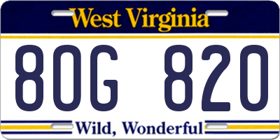 WV license plate 8OG820