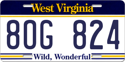 WV license plate 8OG824