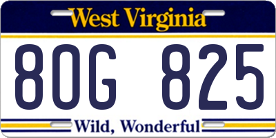 WV license plate 8OG825