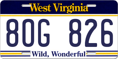 WV license plate 8OG826