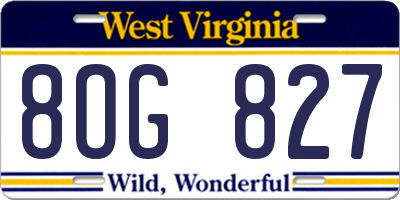 WV license plate 8OG827