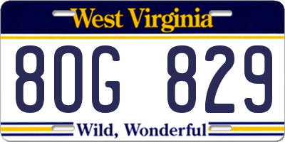 WV license plate 8OG829