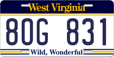 WV license plate 8OG831