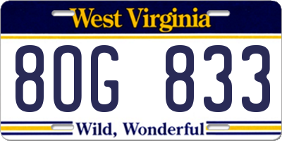 WV license plate 8OG833
