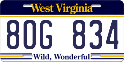 WV license plate 8OG834