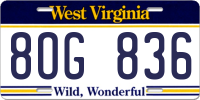 WV license plate 8OG836