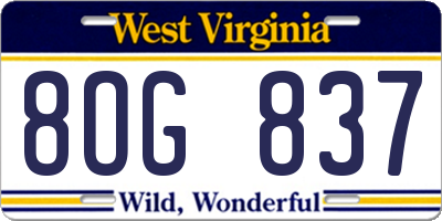 WV license plate 8OG837