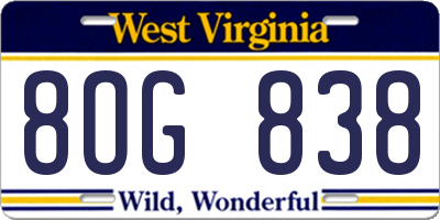WV license plate 8OG838