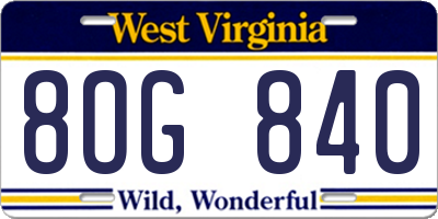 WV license plate 8OG840